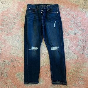 7 For All Mankind Women's Dark Blue High Rise Jeans